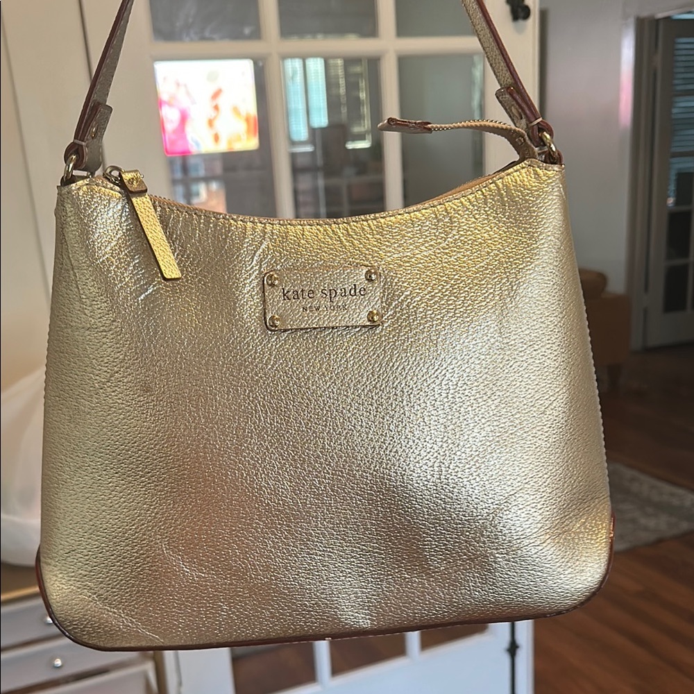 Kate Spade Gold Shoulder Bag with Metallic Sheen